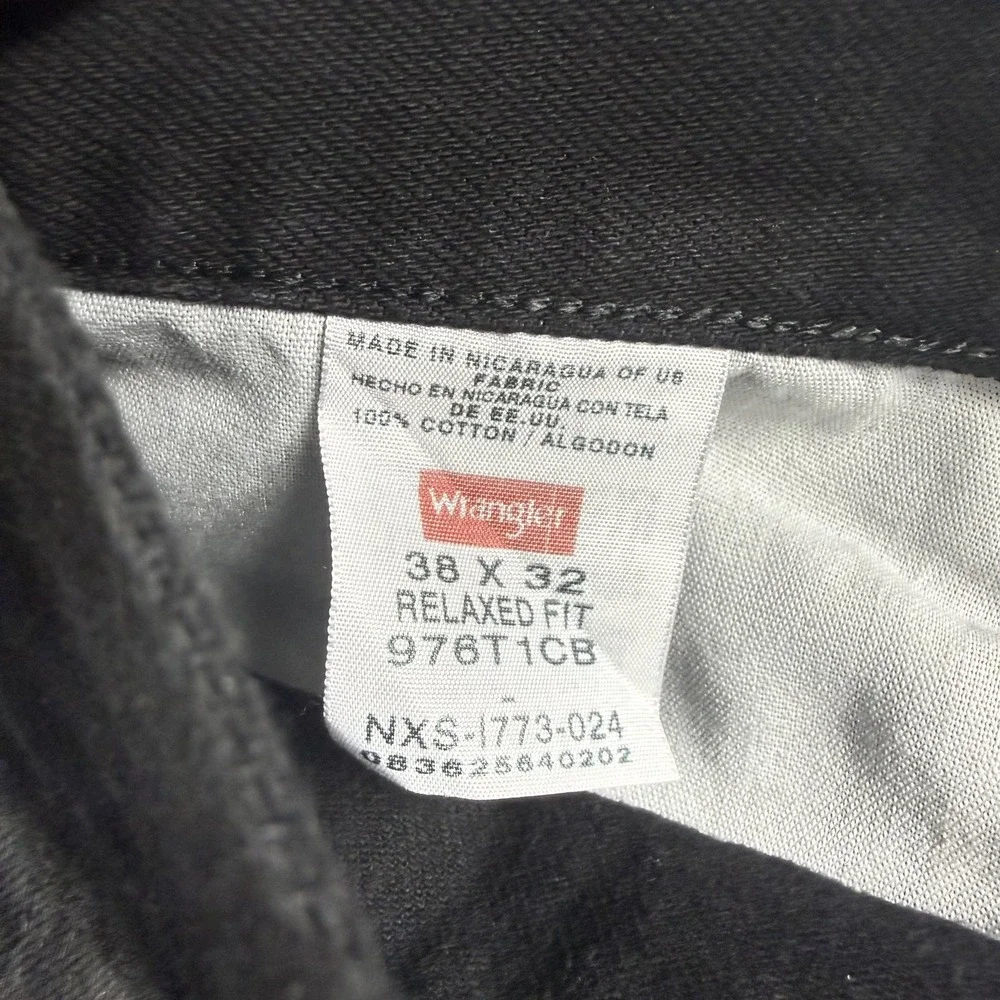 Wrangler Five Star Premium Relaxed‎ Fit Jeans Mens 38x32 Black Straight Denim